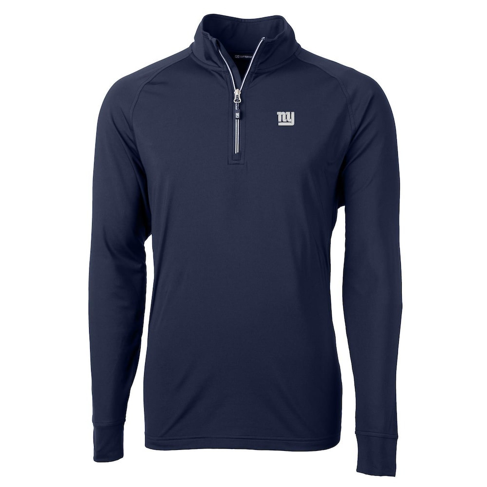 New York Giants Merch - Men's Quarter-Zip Pullover Jacket, Big & Tall, Navy - Cutter & Buck - Best Presents For Football Fans