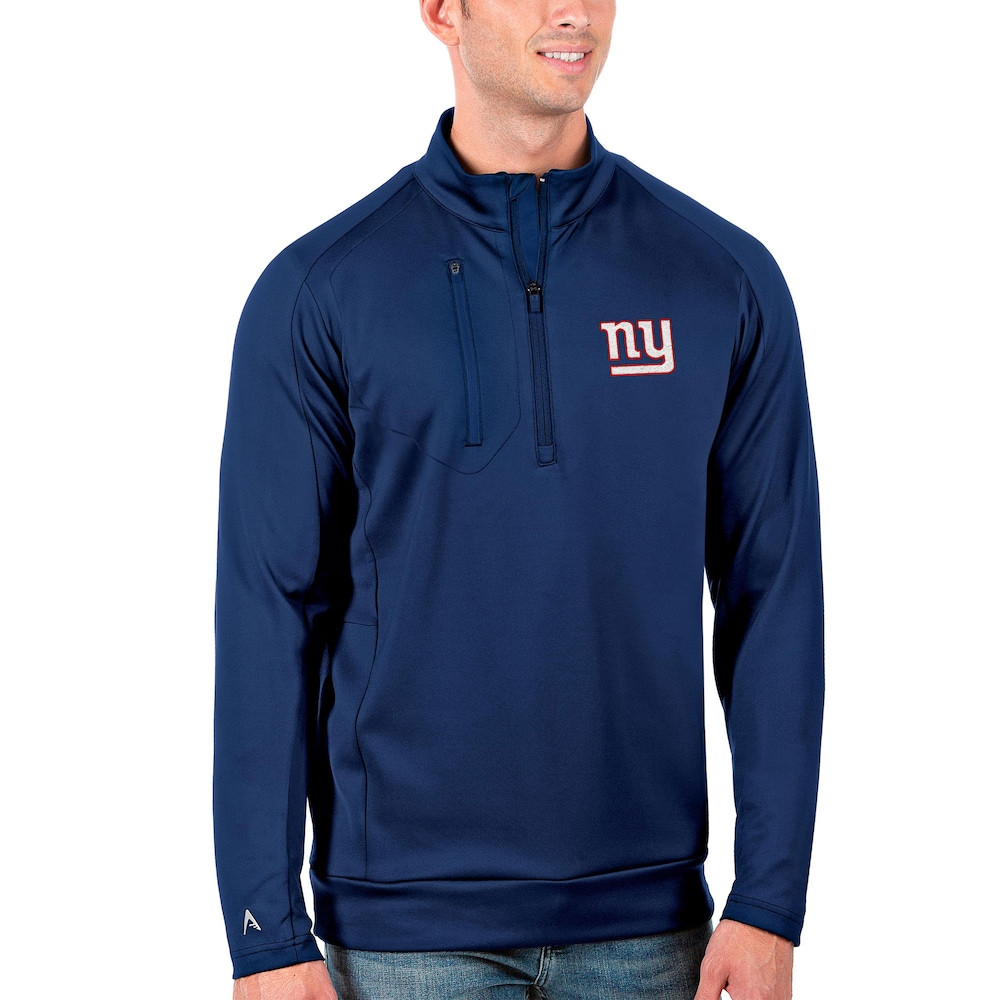 New York Giants Merch - Men's Royal Generation Quarter-Zip Pullover Jacket - Antigua - Football Present Ideas