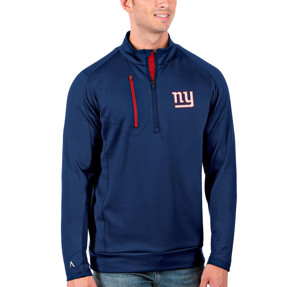 New York Giants Merch - Men's Royal Generation Quarter-Zip Pullover Jacket, Red - Antigua - Football Fan Gear