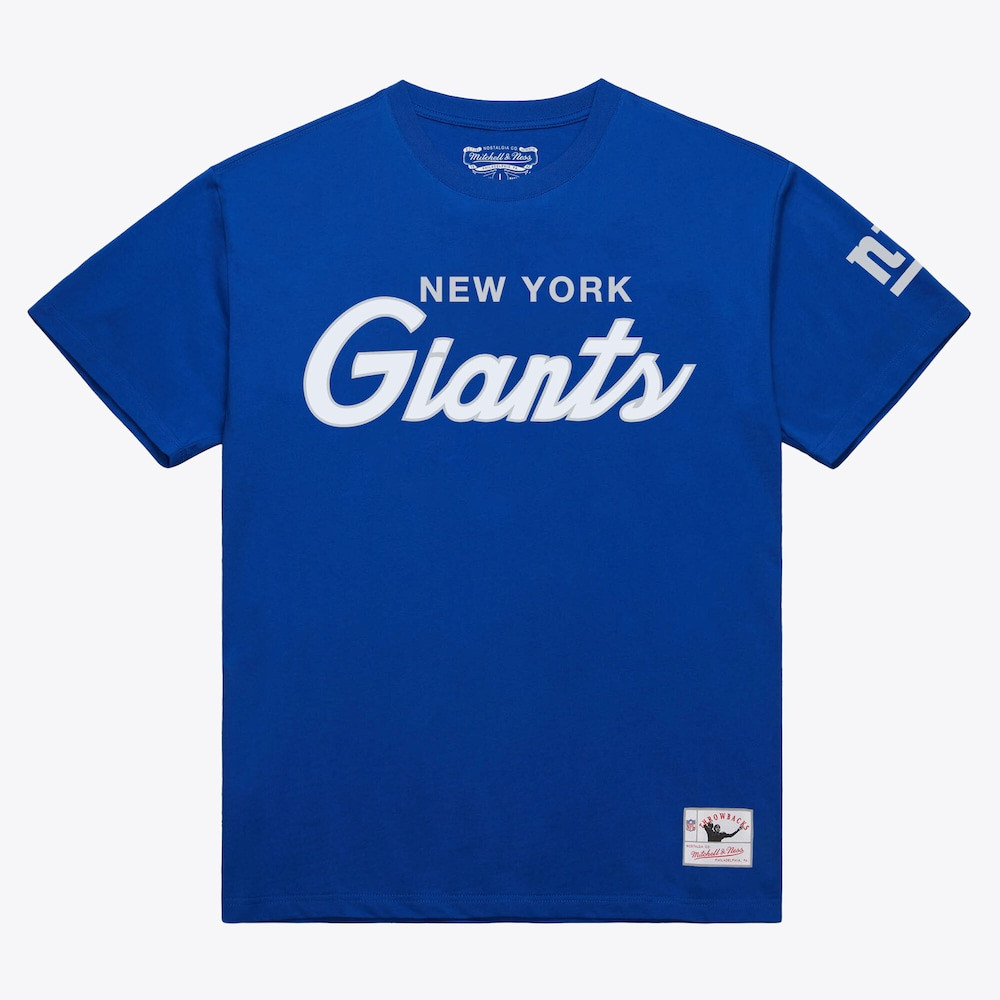 New York Giants Merch - Men's Royal Head Coach Classic T-Shirt - Mitchell & Ness - Gift For Football Fans