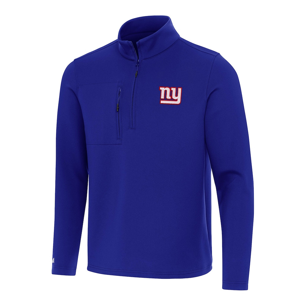 New York Giants Merch - Men's Royal Insider Quarter-Zip Pullover Top - Antigua - Football Present Ideas