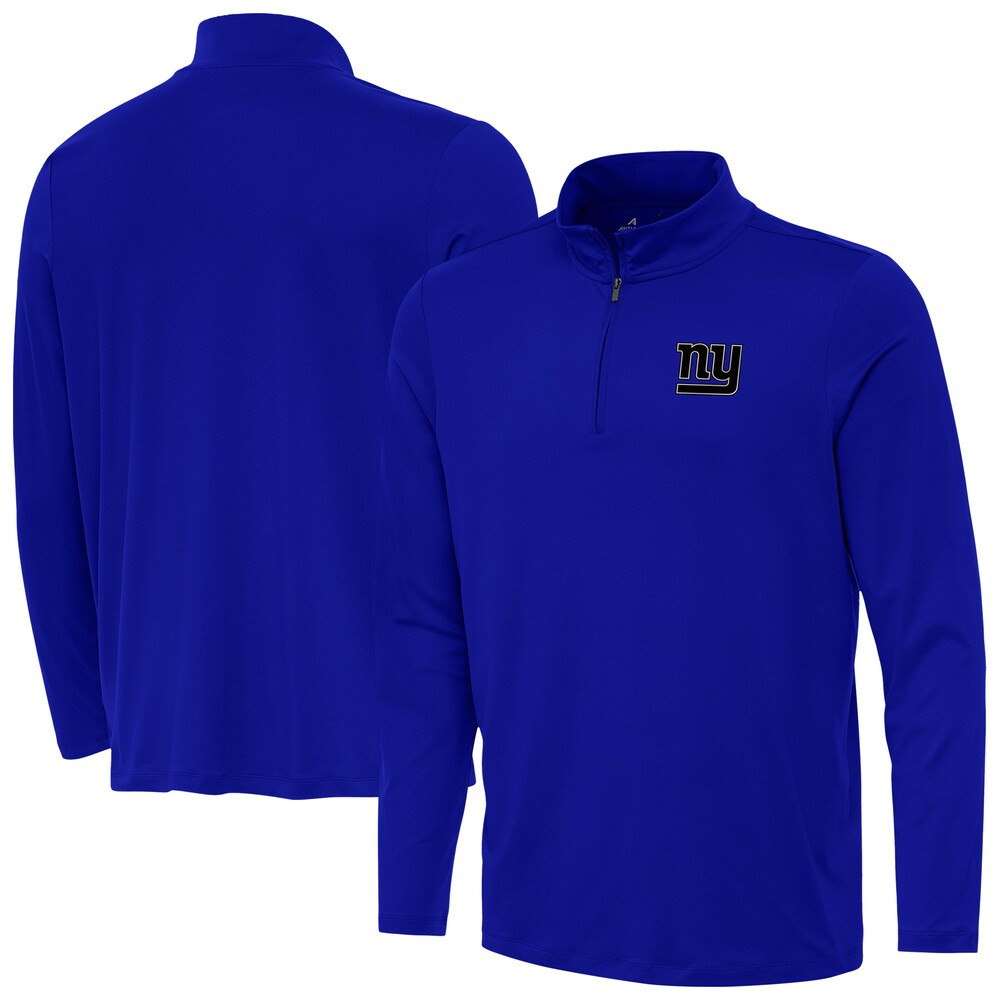 New York Giants Merch - Men's Royal Reprocess Quarter-Zip Top - Antigua - Football Present Ideas