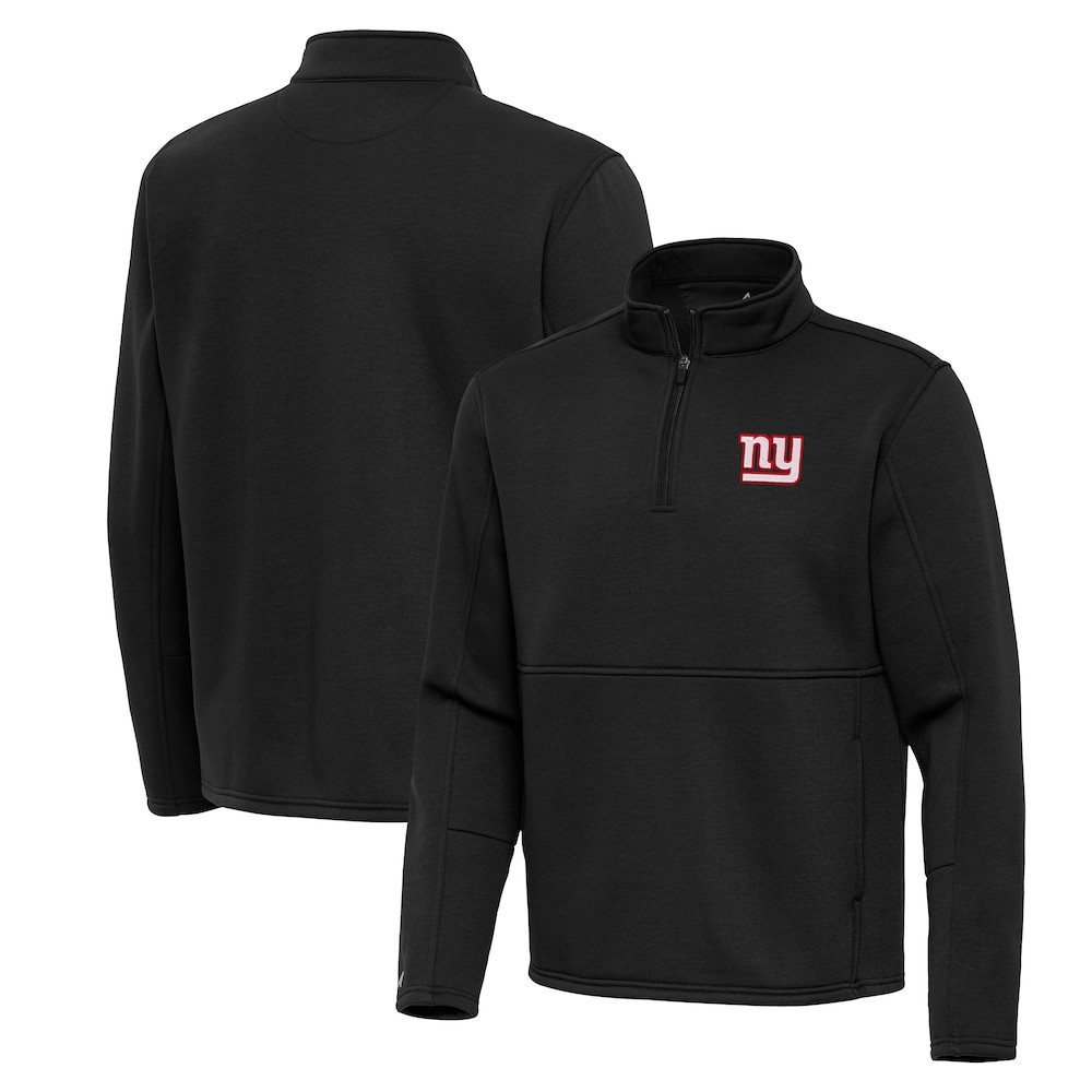 New York Giants Merch - Men's Twist Quarter-Zip Pullover Jacket, Black - Antigua - Best Football Related Gifts