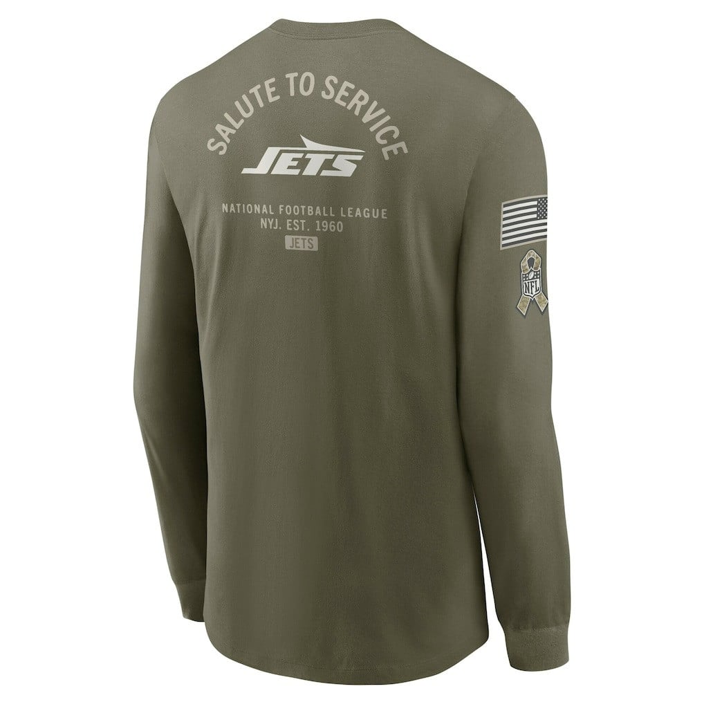 New York Jets 2025 Salute to Service Sideline Long Sleeve T-Shirt - Olive - Image 3