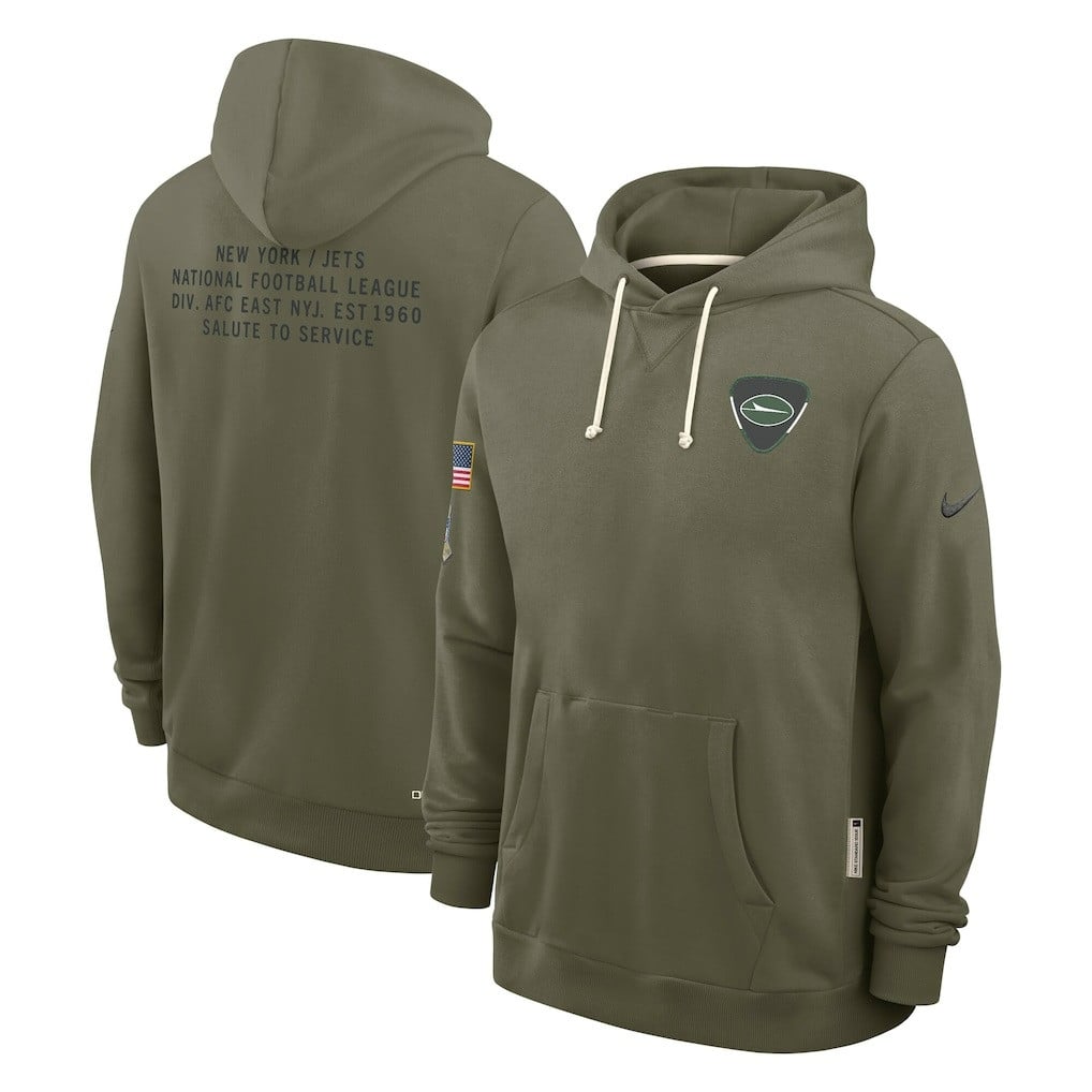 New York Jets 2025 Salute to Service Sideline Standard Issue Dri-FIT Hoodie - Olive