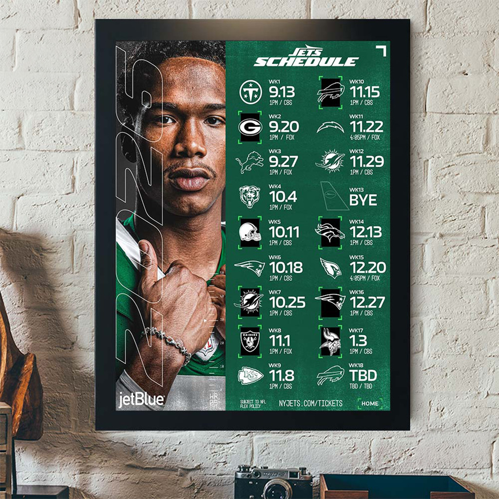 New York Jets 2026 Season Schedule All Kickoffs Poster Jets Merch Presents For Football Fans