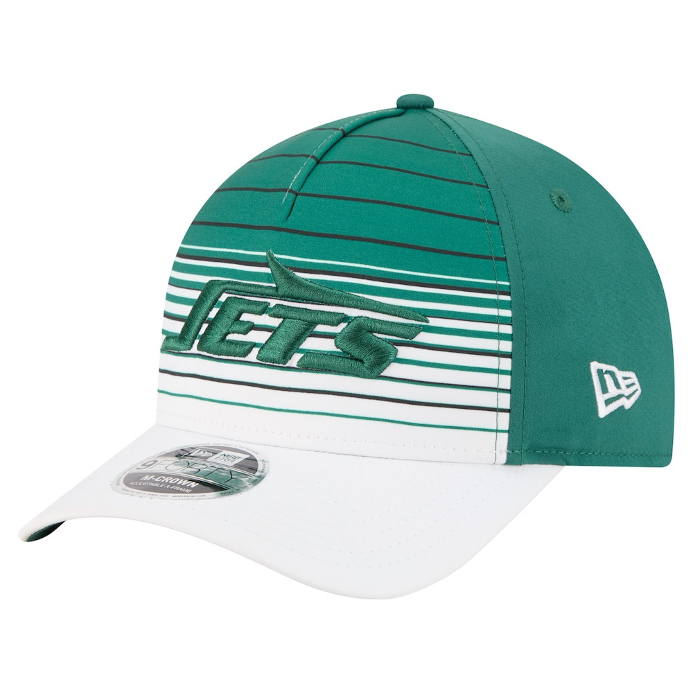 New York Jets Merch - Men's Adventure Gradient 9FORTY M-Crown A-Frame Adjustable Hat, White Green - New Era - Great Football Gifts