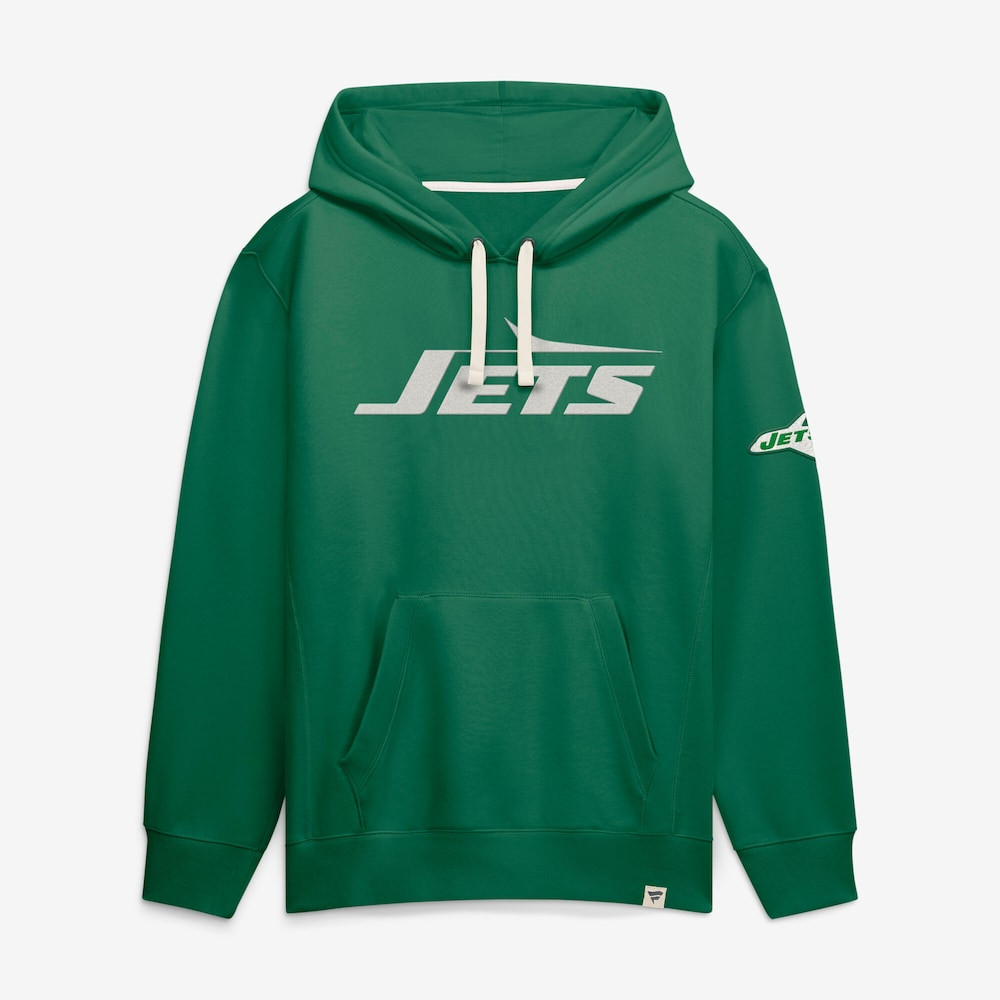 New York Jets Merch - Men's Fanatics Kelly New Horizons Heritage Pullover Hoodie, Green - Football Fan Gift Ideas