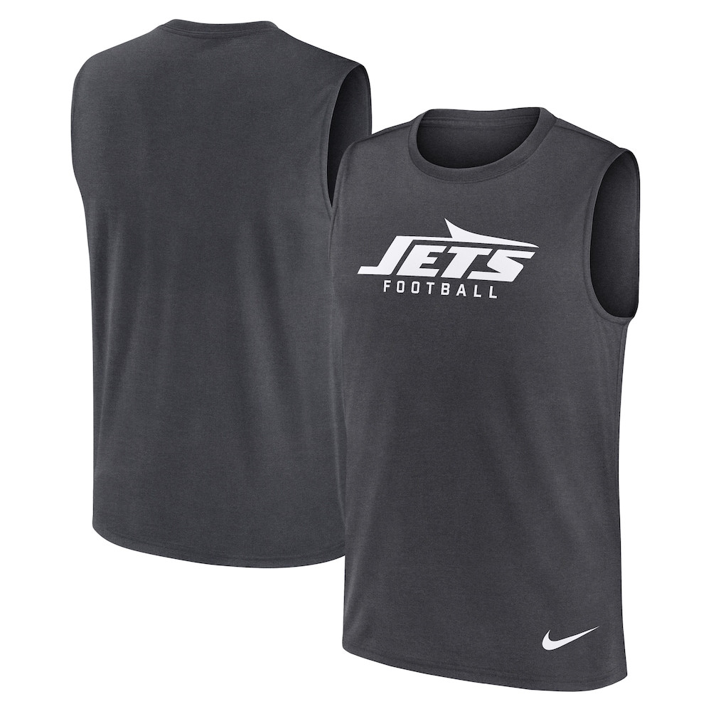 New York Jets Merch - Men's Primetime Legend Dri-FIT Muscle Tank Top, Charcoal - Gift For Football Fans