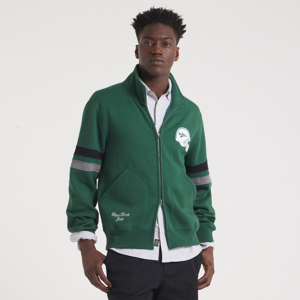 New York Jets Merch - Men's x Todd Snyder Full-Zip Fleece, Green - Football Gift Idea