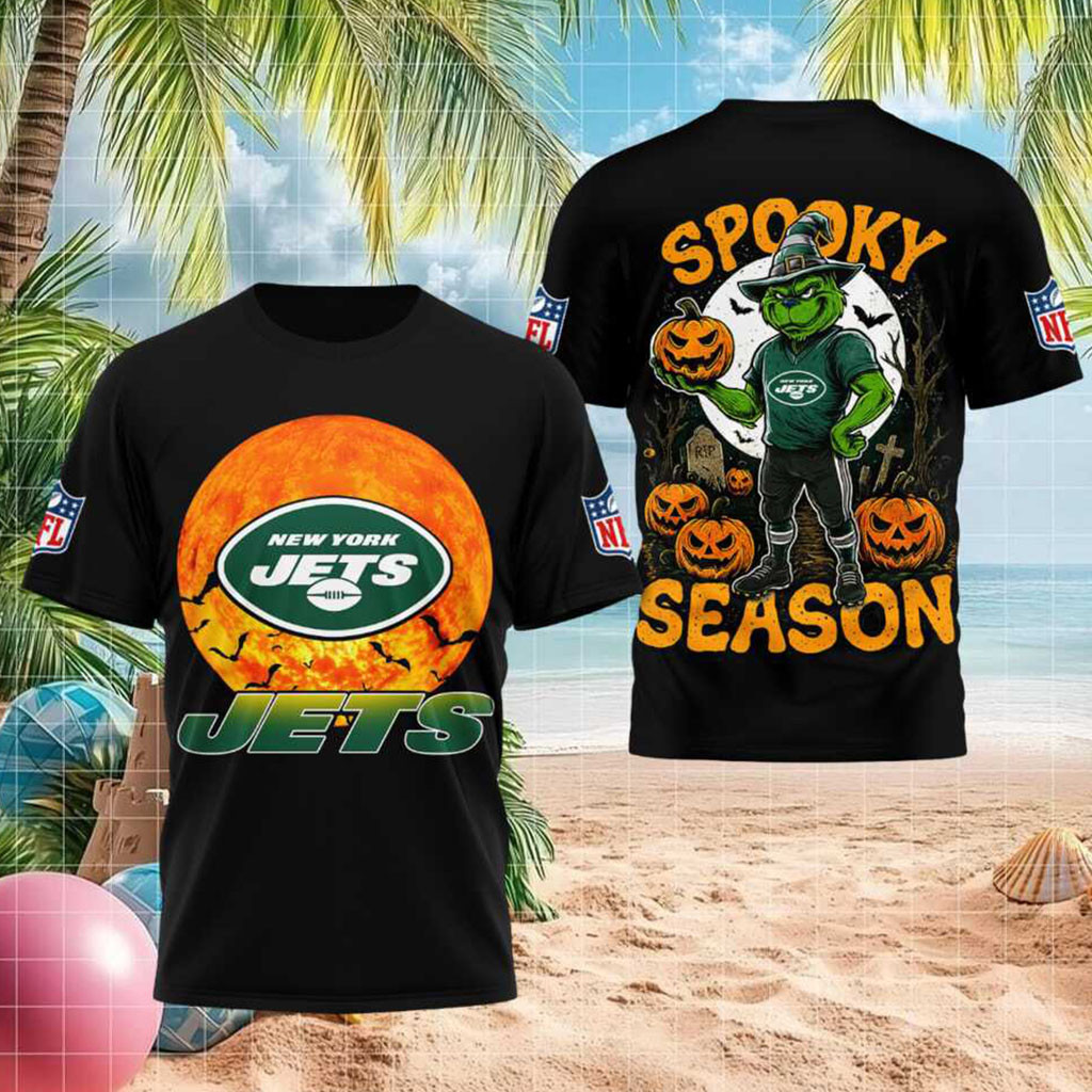 New York Jets Spooky Season Grinch Pumpkin Shirt Jets Merch Presents For Football Lovers