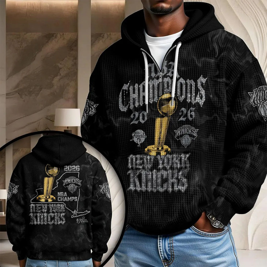New York Knicks 2026 Finals Champions Half Zip Waffle Hoodie Knicks Merch Fans Gifts