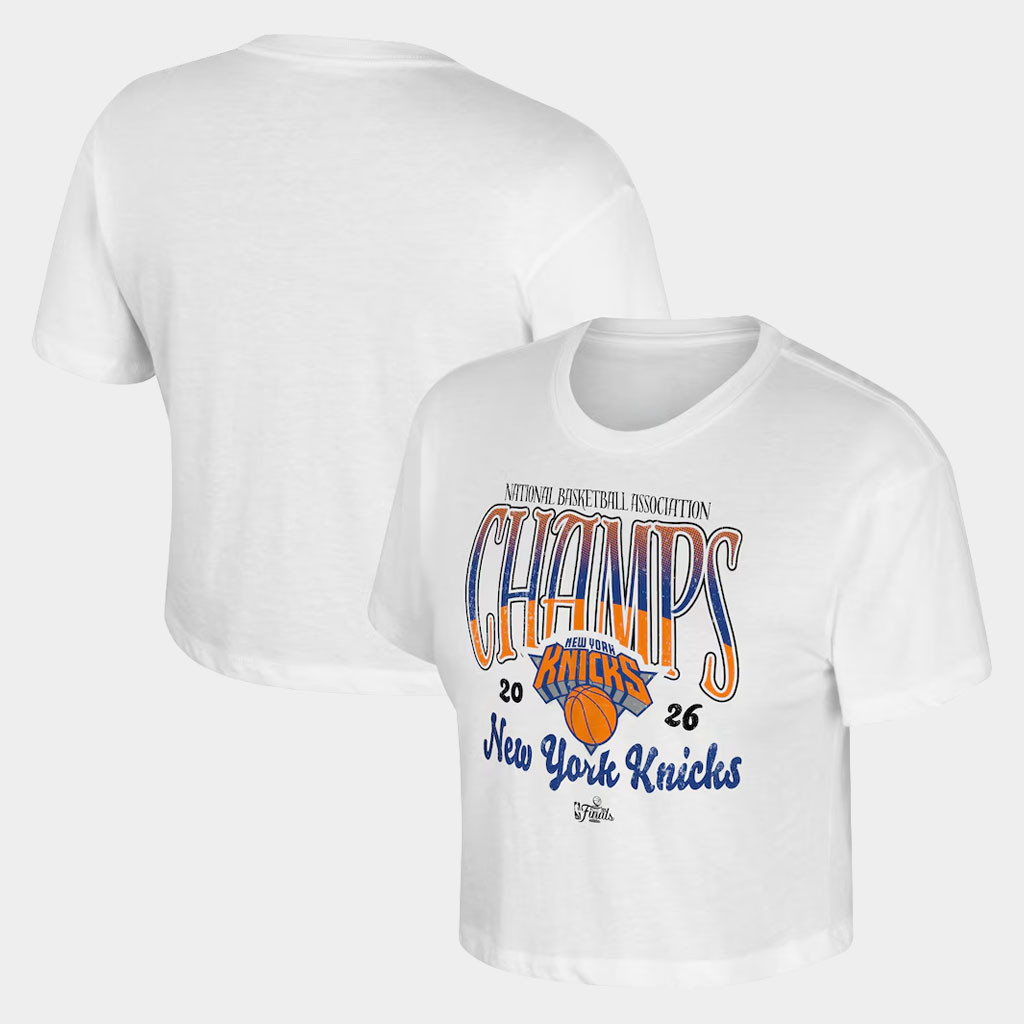 New York Knicks Champions Merch 2026 NY Knicks Stadium Finals Champions Sky High Cropped T-Shirt