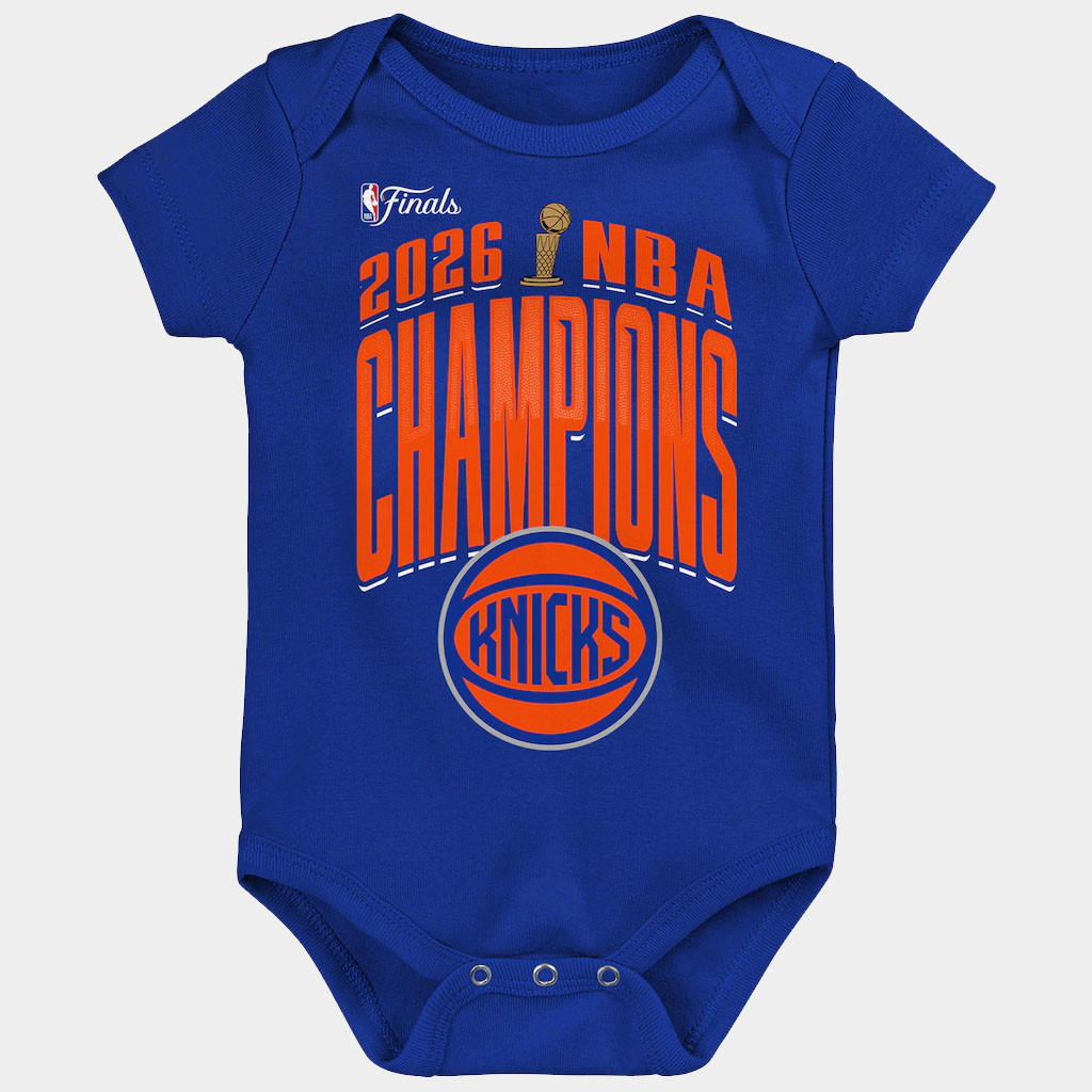 New York Knicks Champions Merch Infant New York Knicks Blue 2026 Finals Champions Bodysuit