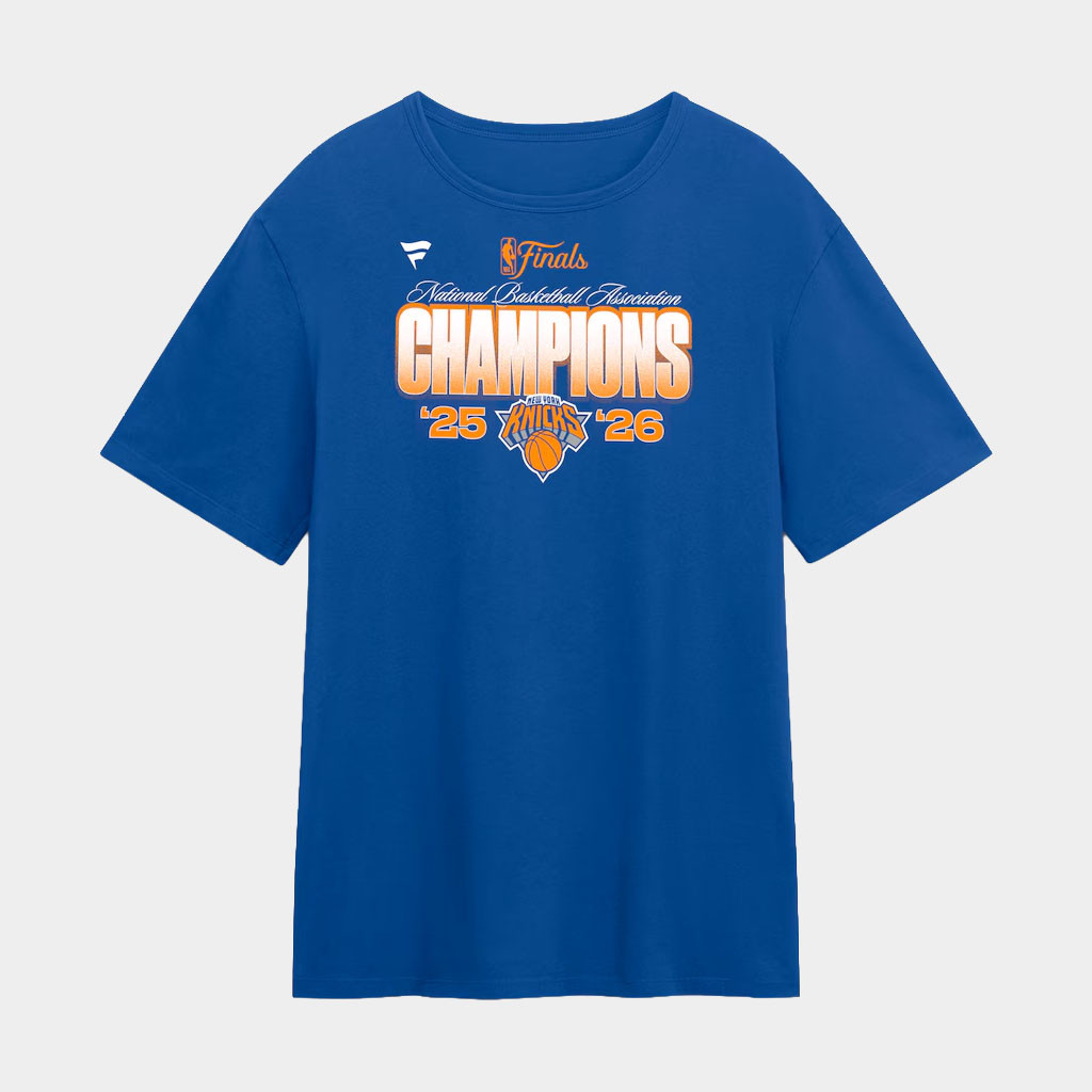 New York Knicks Champions Merch NY Knicks Fanatics Blue 2026 Finals Champions Core T-Shirt Mens