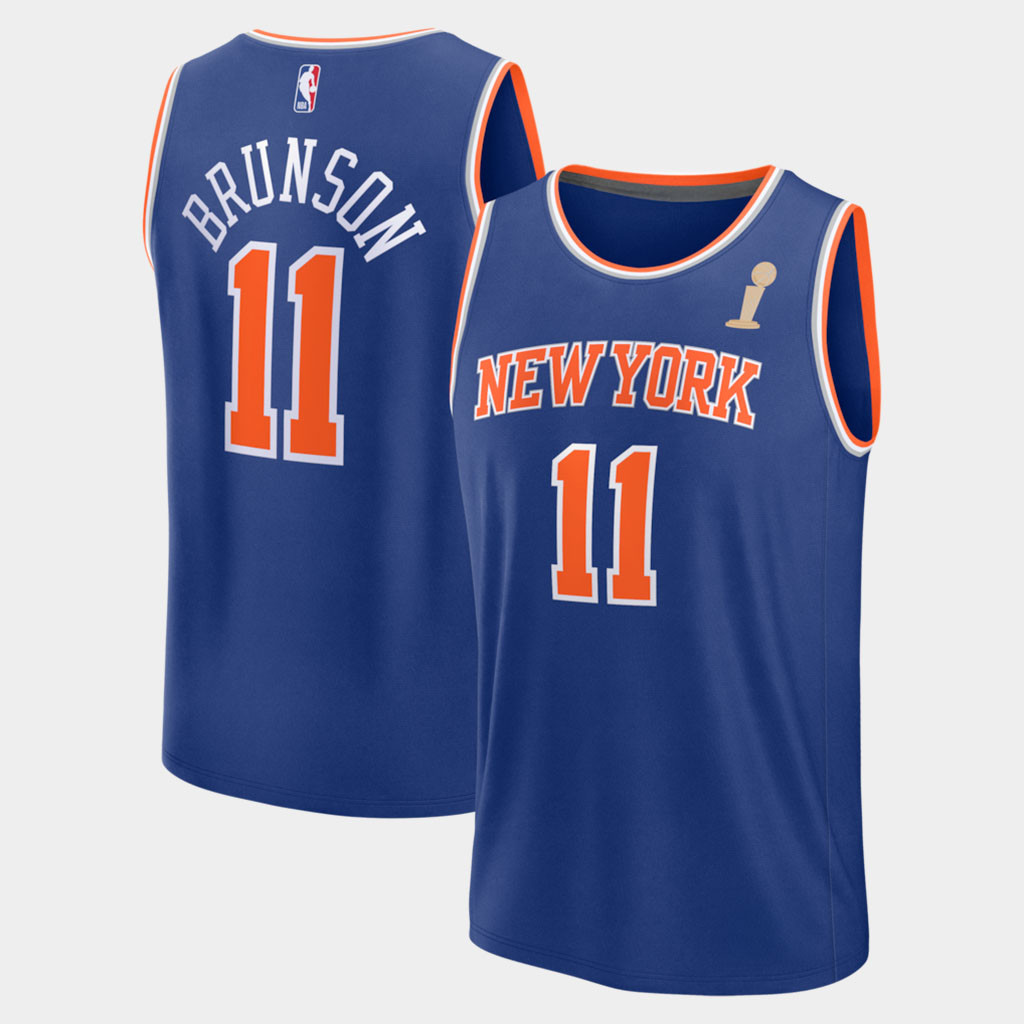 New York Knicks Champions Merch NY Knicks Jalen Brunson #11 2026 Finals Champions Jersey Blue