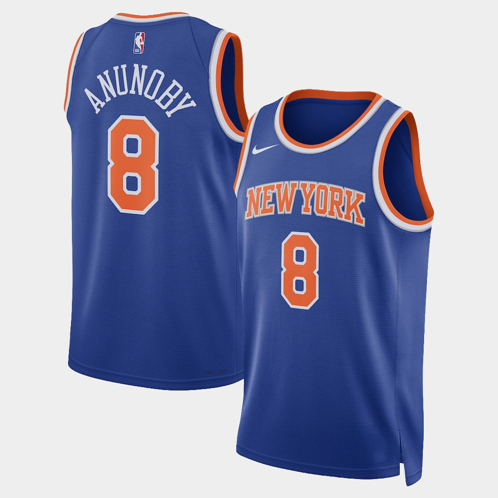 New York Knicks Champions Merch NY Knicks OG Anunoby #8 Blue Swingman Jersey Gifts For Fans