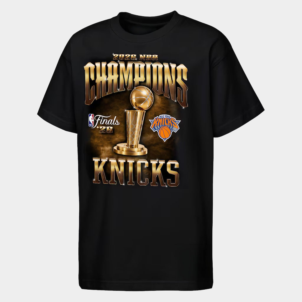 New York Knicks Championship Shirt 2026 NY Knicks Mitchell And Ness Black 2026 Finals Champions T-Shirt
