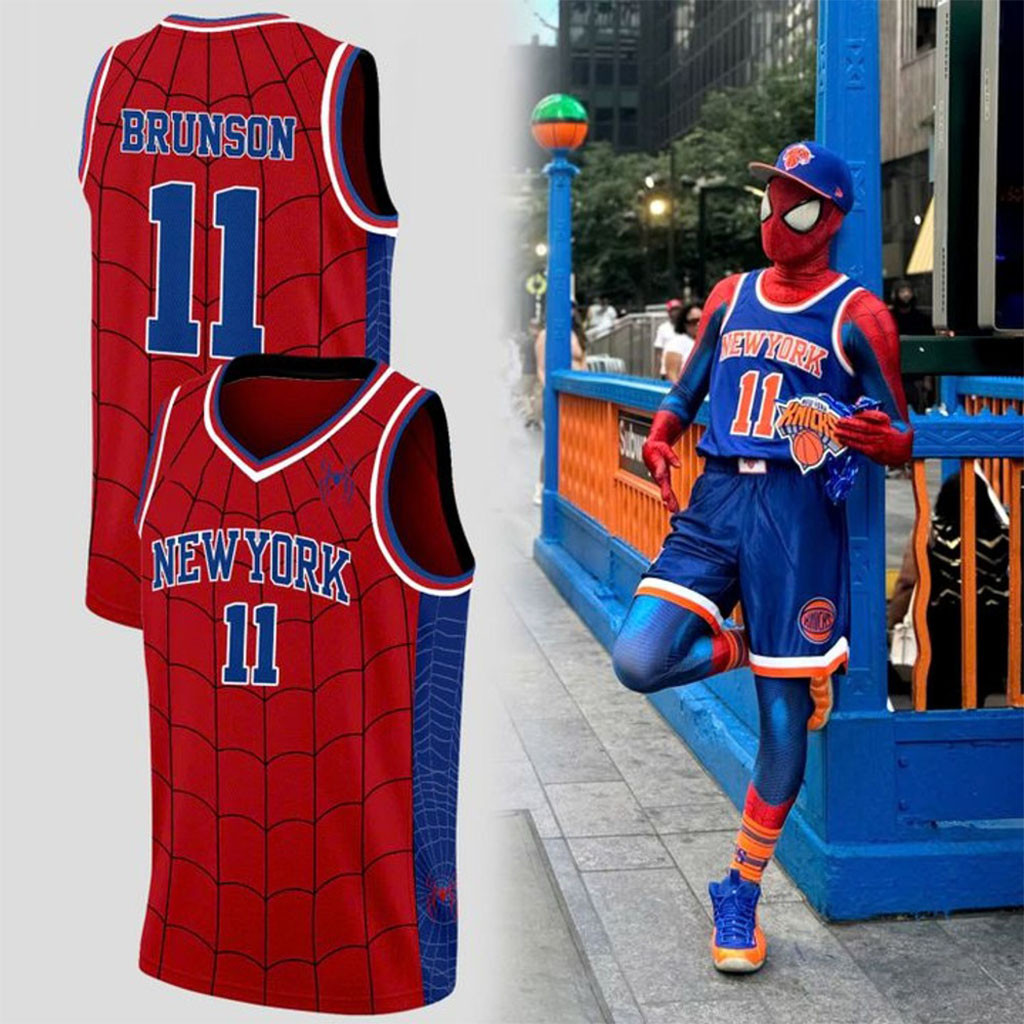 New York Knicks Jalen Brunson X Spider-Man Basketball Jersey Jalen Brunson Merch Gift For Fans
