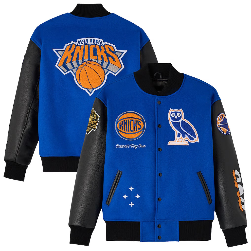 New York Knicks Merch 2026 NY Knicks X OVO Varsity Jacket Best Gifts For Basketball Fans