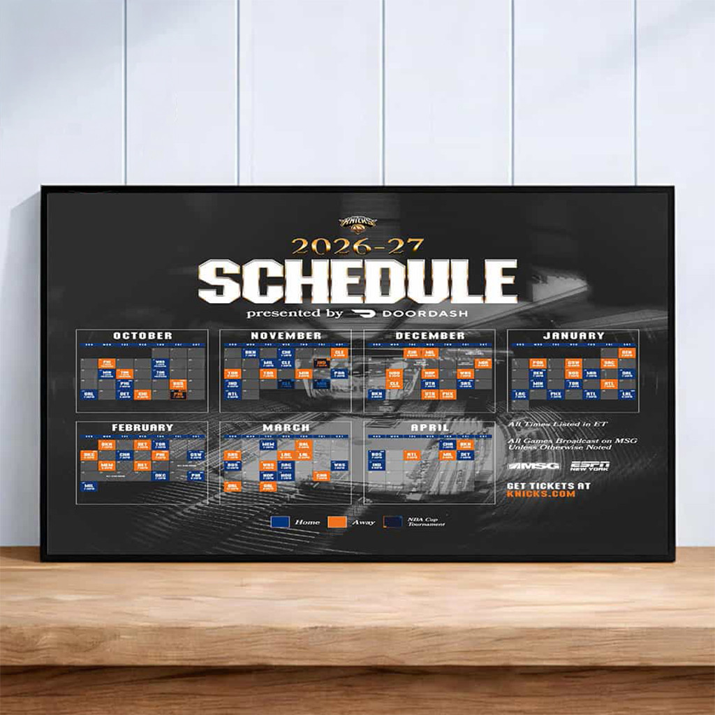 New York Knicks Schedule 2026 27 Season Poster NY Knicks Merch Wall Decor For Living Room