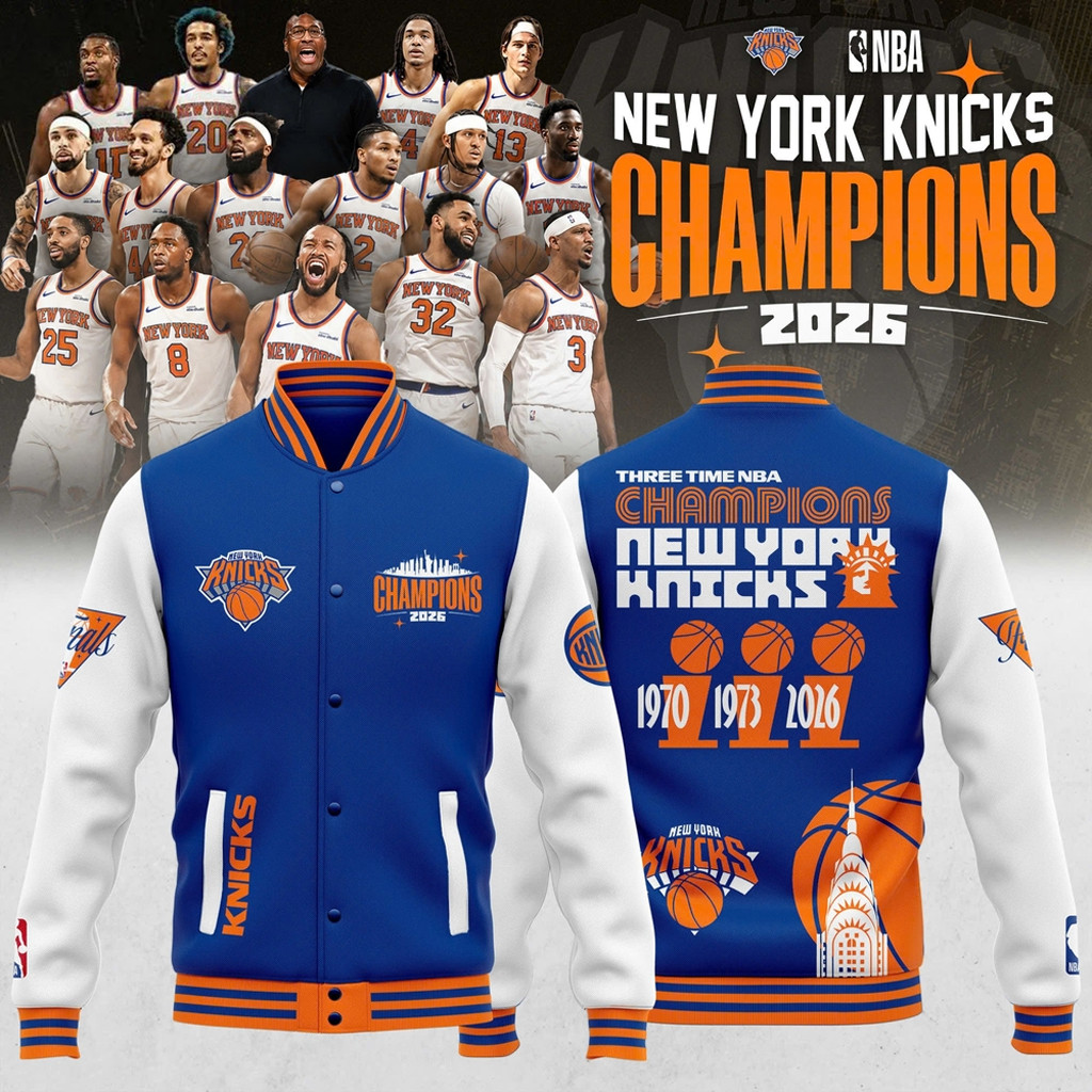 New York Knicks Three Time Champions Varsity Jacket NY Knicks Finals Championship Merch 2026