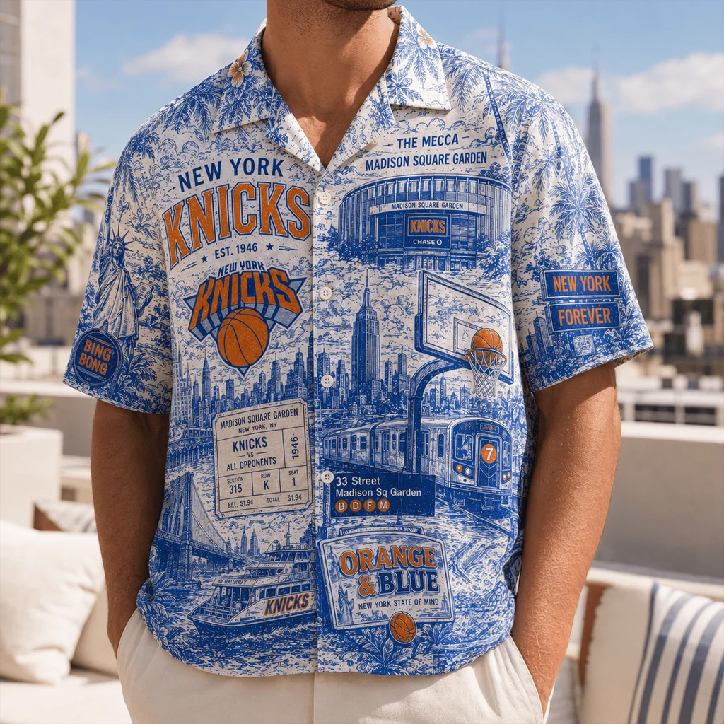 New York Knicks Toile Est 1946 Bing Bong Madison Square Garden Hawaiian Shirt NY Knicks Merch