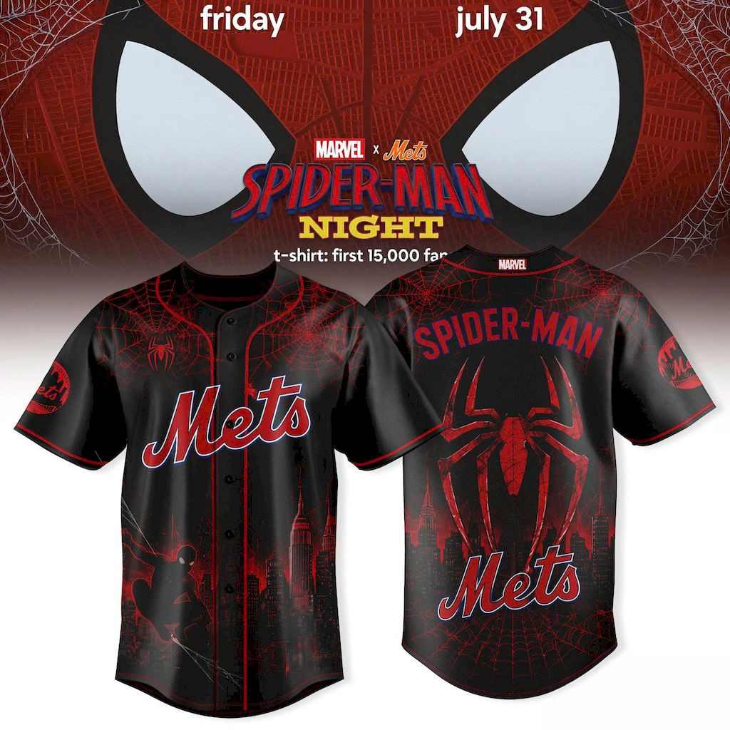 New York Mets Spider-Man Night Baseball Jersey 2026 NY Mets Merch Present For Brothers