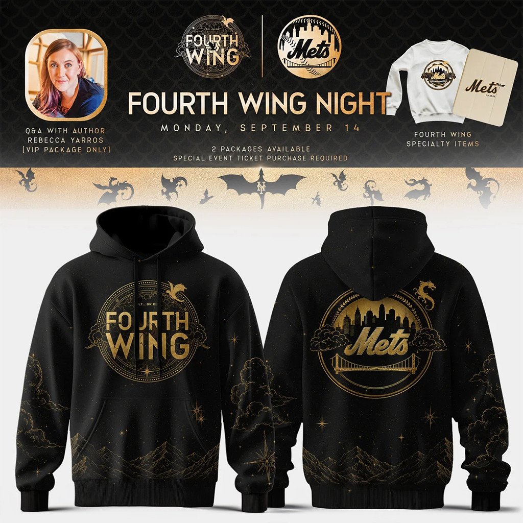 New York Mets x Fourth Wing Night Hoodie Black NY Mets Merch Gift For Brother In Law