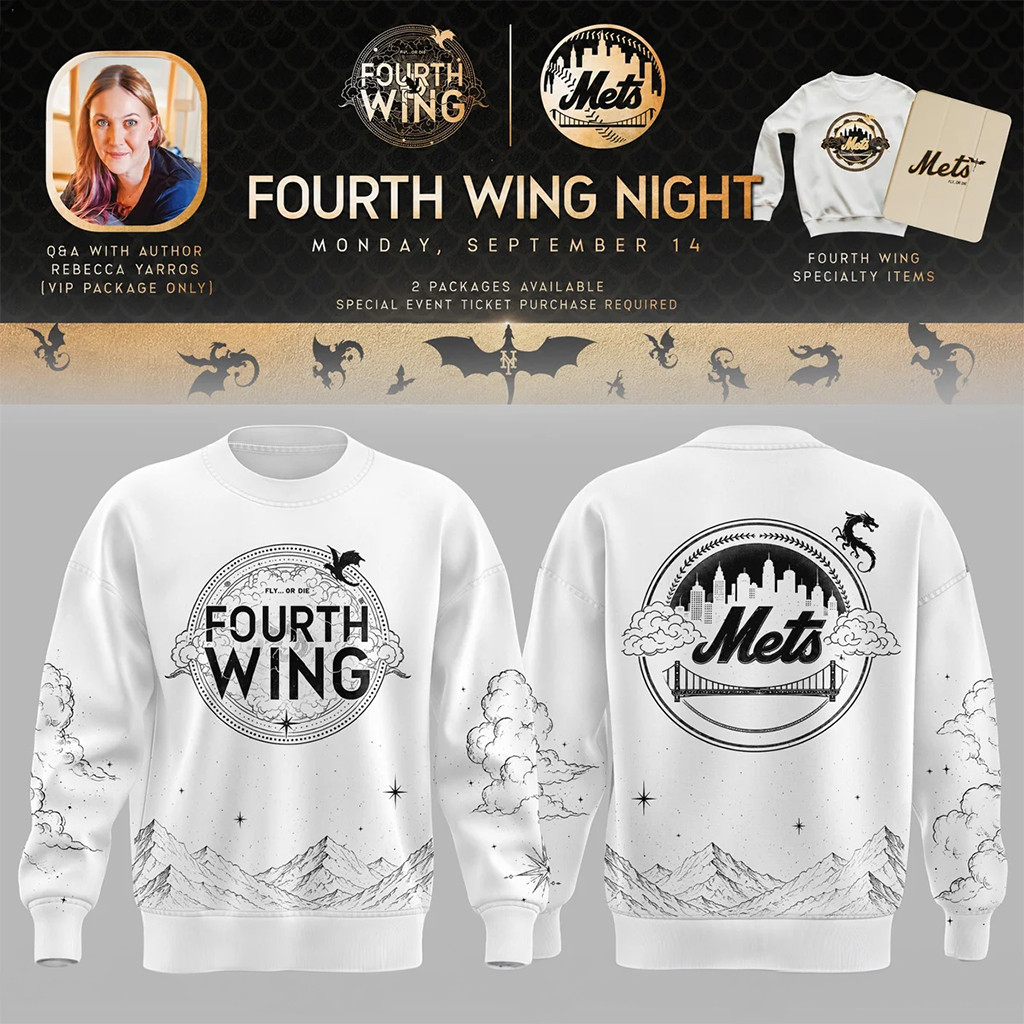 New York Mets x Fourth Wing Night Sweatshirt White NY Mets Merch Gift For Friends