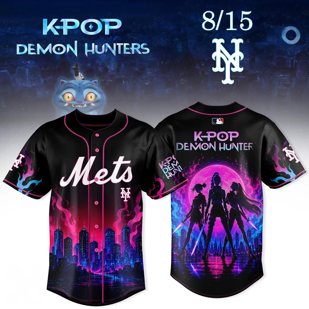 New York Mets X K-Pop Demon Hunters Black Jersey 2026 NY Mets Merch Gift For Baseball Fans