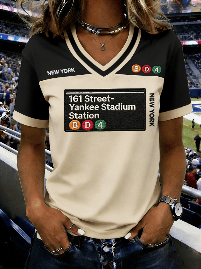New York Transit Museum Yankee Stadium Subway V-Neck Shirt NY Yankees Merch Baseball Fan Gifts