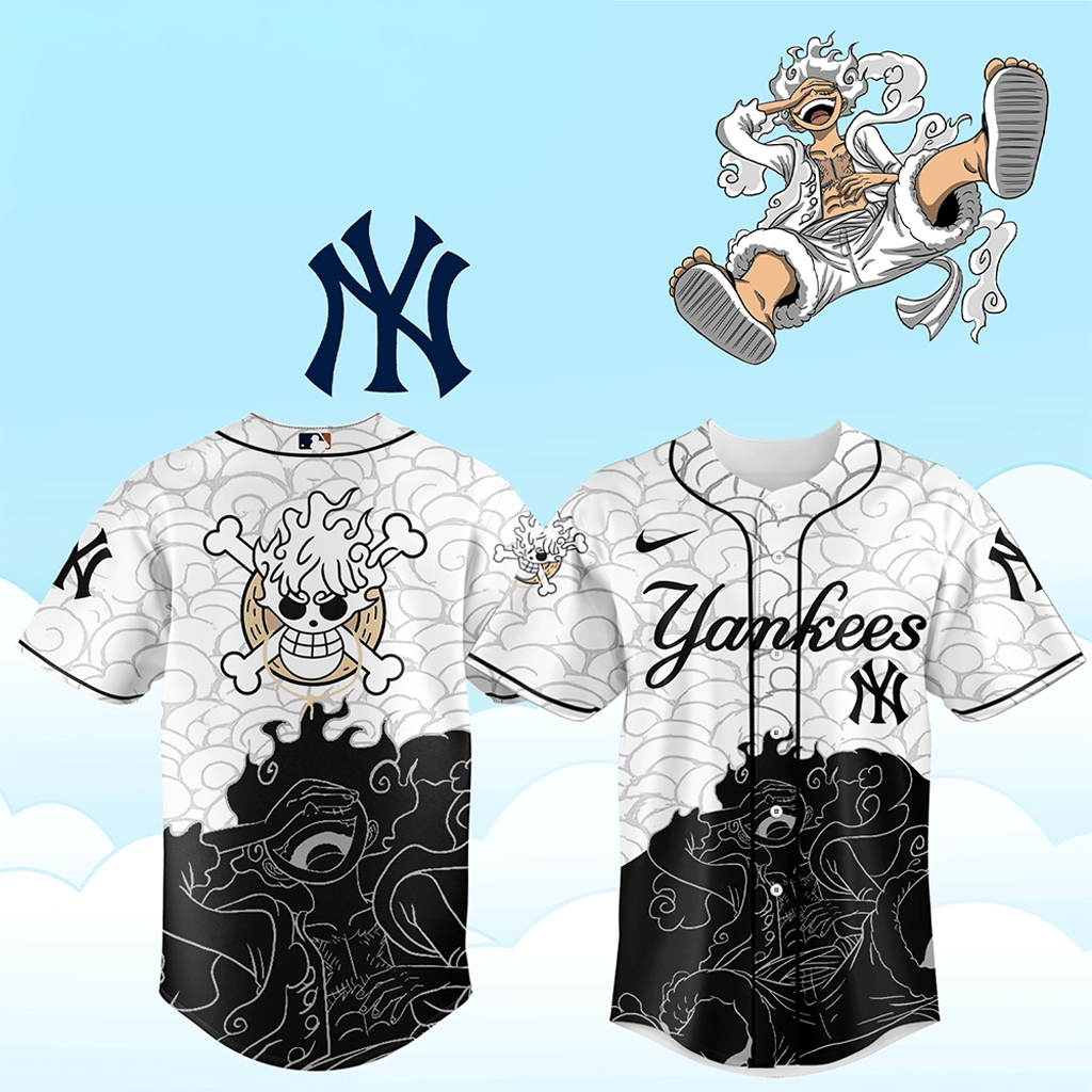 New York Yankees One Piece Gear 5 Luffy Sun God Nika Baseball Jersey 2026 Yankees Merch