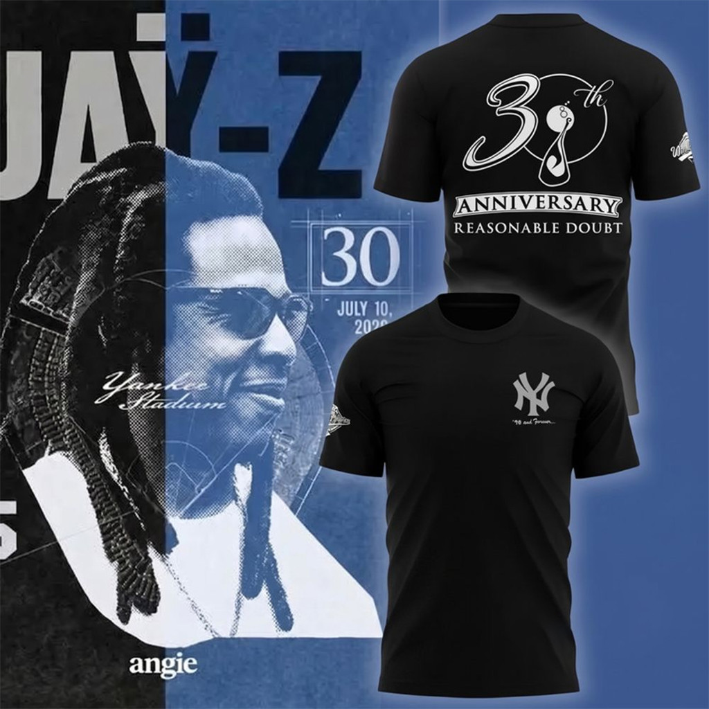New York Yankees X JAY Z 30Th Anniversary Reasonable Doubt Black Shirt JAY Z Merch Gift For Fan