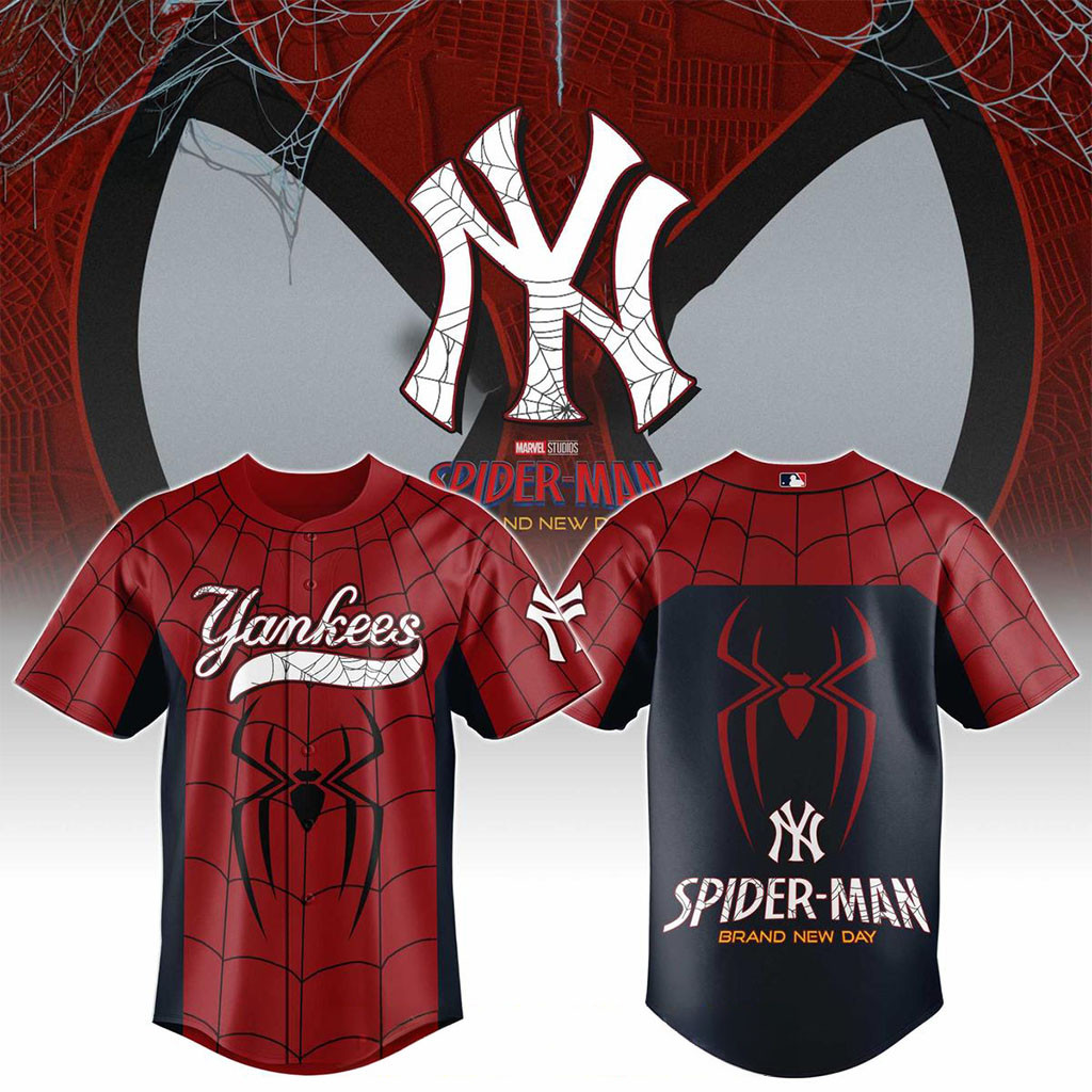 New York Yankees X Spider-Man Brand New Day 2026 Theme Game Jersey NY Yankees Merch Fan Present