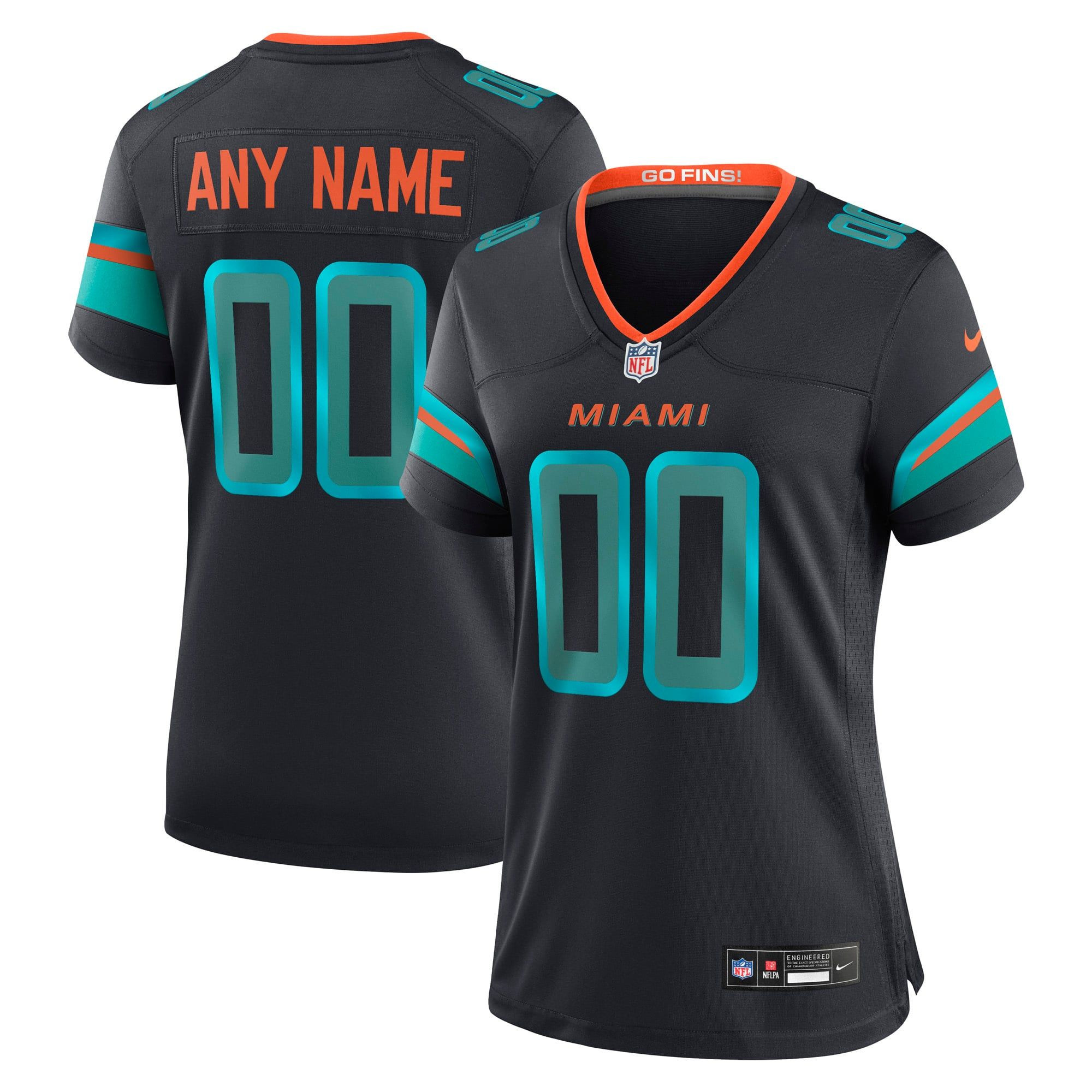 NFL Rivalries Merch Miami Dolphins Navy Womens Custom Game Jersey Great Football Gifts