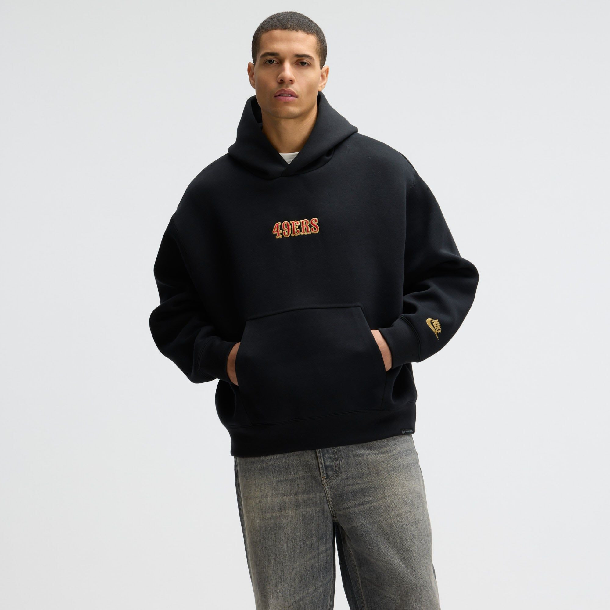 NFL Rivalries Merch San Francisco 49ers Black Oversized Fleece Hoodie Best Football Gifts