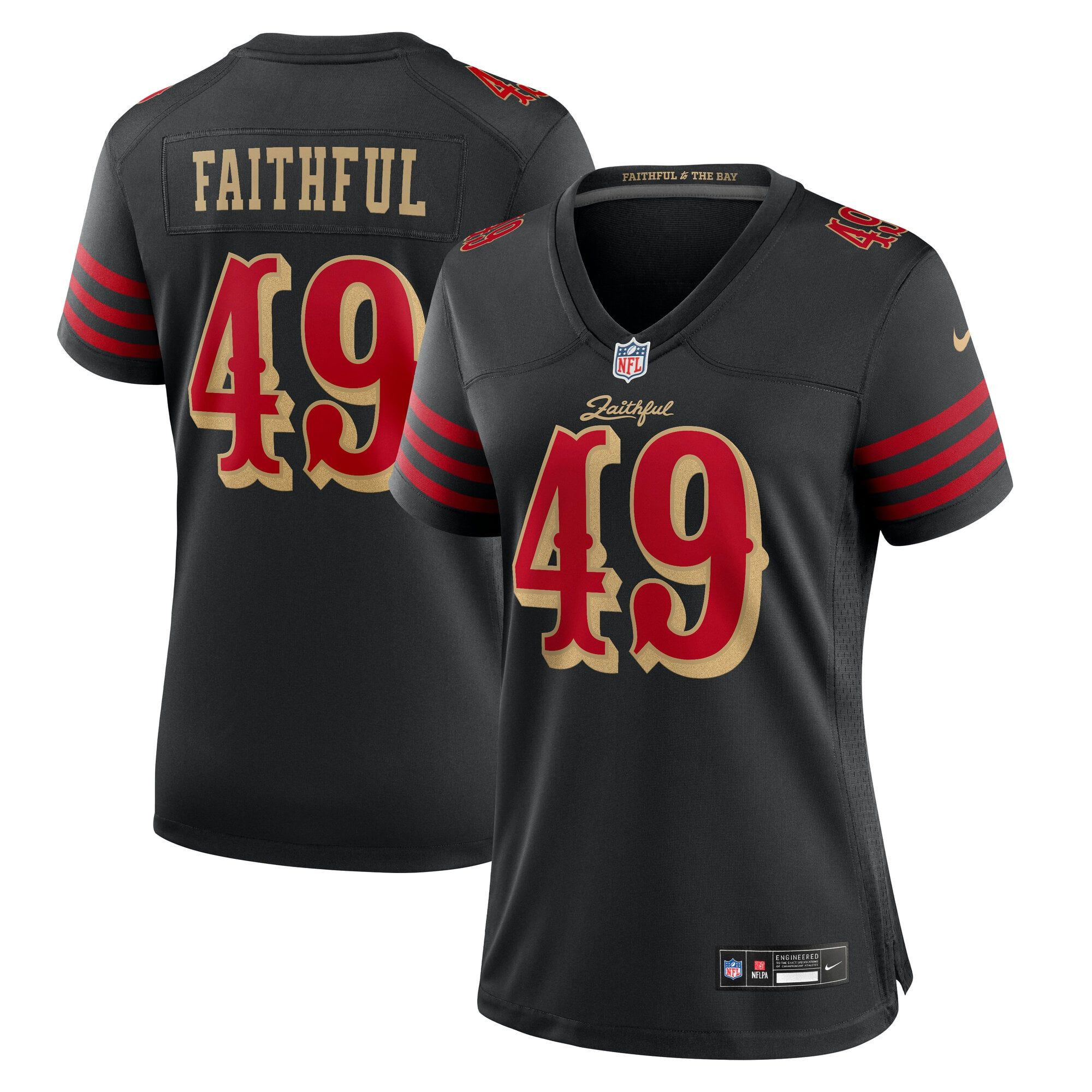 NFL Rivalries Merch San Francisco 49ers Black Womens Game Jersey Football Team Gifts Ideas