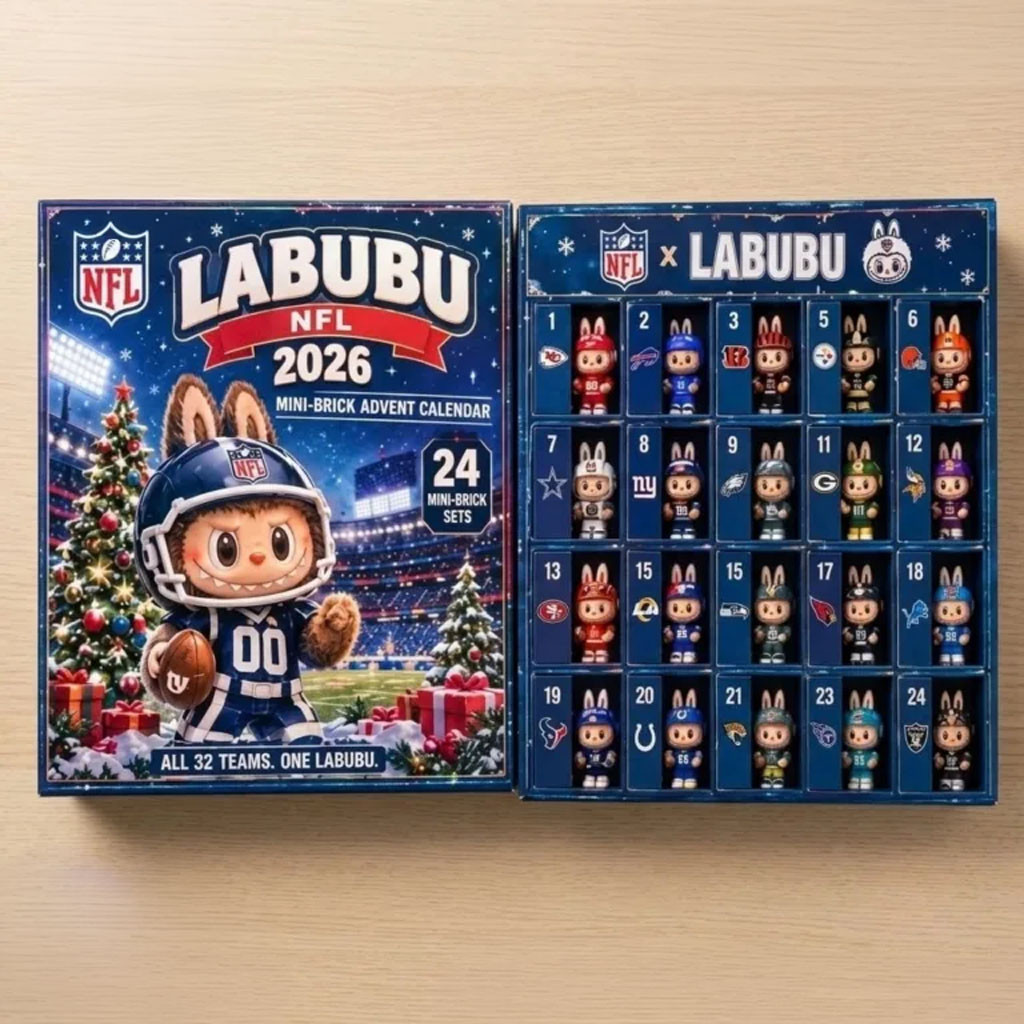 NFL X Labubu 2026 Advent Calendar 24 Days of Football Christmas Tree Ornaments Labubu Merch