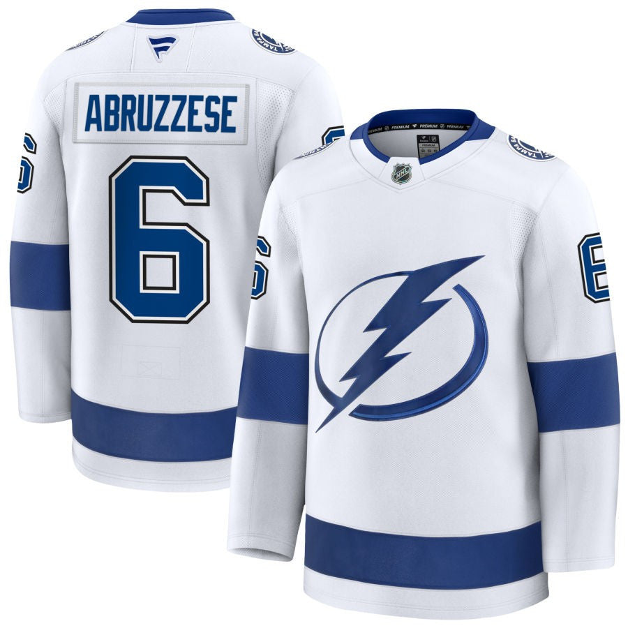 Nicholas Abruzzese Tampa Bay Lightning 2025 Away Jersey - White 1 Nicholas Abruzzese Tampa Bay Lightning 2025 Away Jersey - White