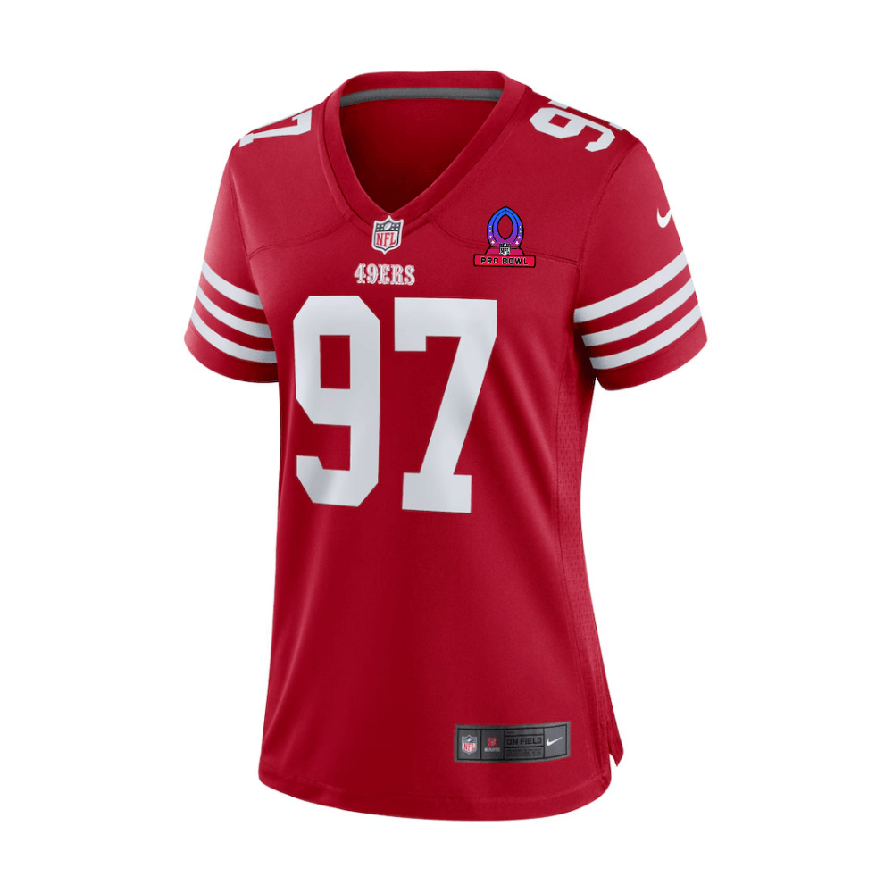 Nick Bosa San Francisco ers 2025 Pro Bowl Patch Game Jersey - Scarlet - Image 3