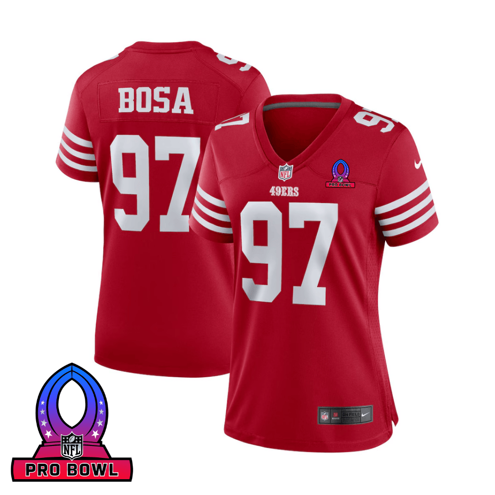 Nick Bosa San Francisco ers 2025 Pro Bowl Patch Game Jersey - Scarlet