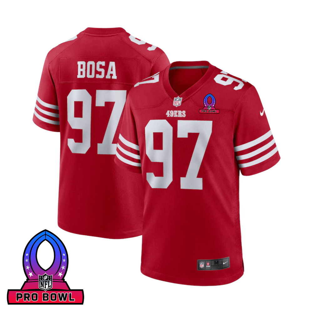 Nick Bosa San Francisco ers 2025 Pro Bowl Patch Game Men Jersey - Scarlet
