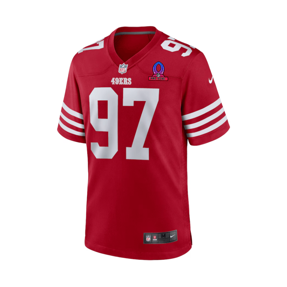 Nick Bosa San Francisco ers 2025 Pro Bowl Patch Game Men Jersey - Scarlet - Image 2