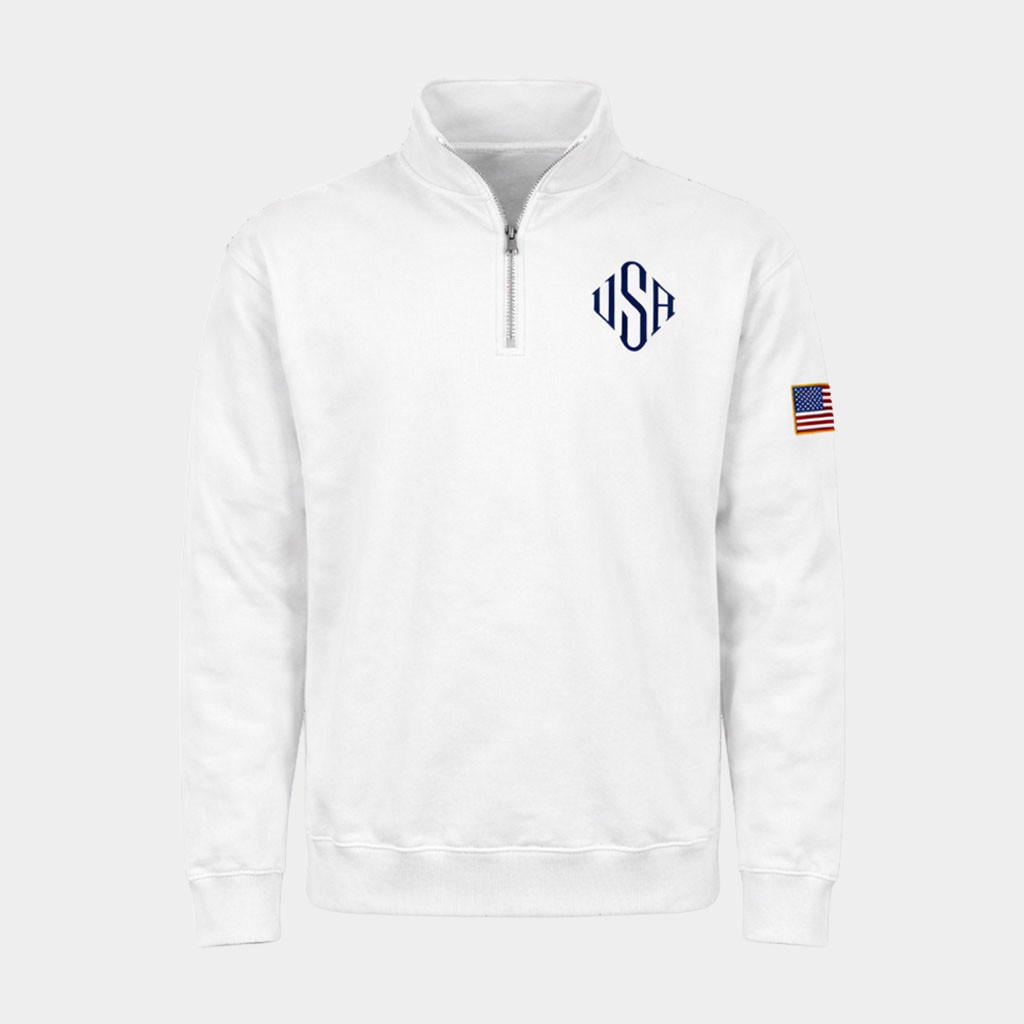 Nick Fuentes Merch 2026 US.A Quarter Zip Sweatshirt White America First Shirt Patriotic Gift'