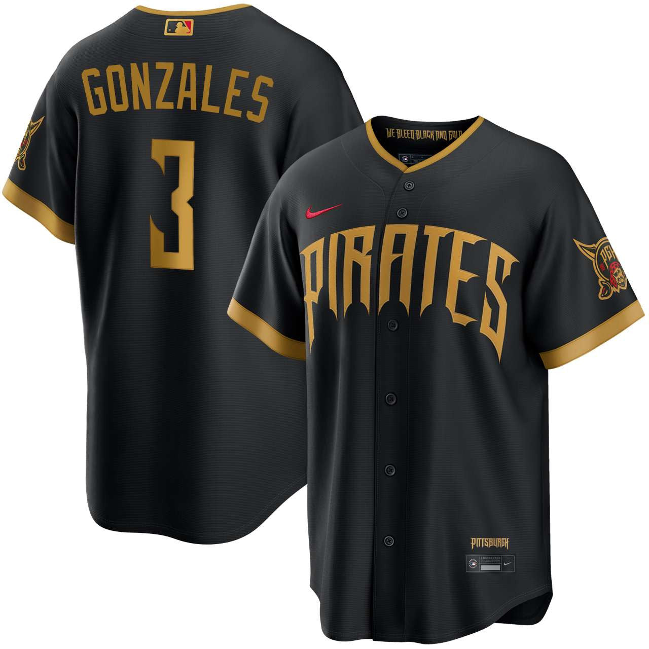 Nick Gonzales Pittsburgh Pirates 2026 City Connect Stadium Jersey - Black