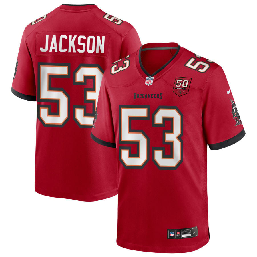 Nick Jackson Tampa Bay Buccaneers 2025 50th Season Game Jersey - Red