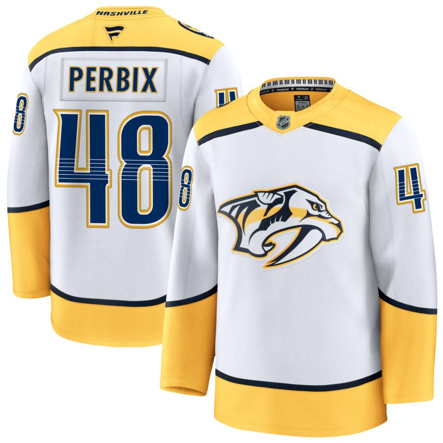 Nick Perbix Nashville Predators 2025 Away Jersey - White 1 Nick Perbix Nashville Predators 2025 Away Jersey - White