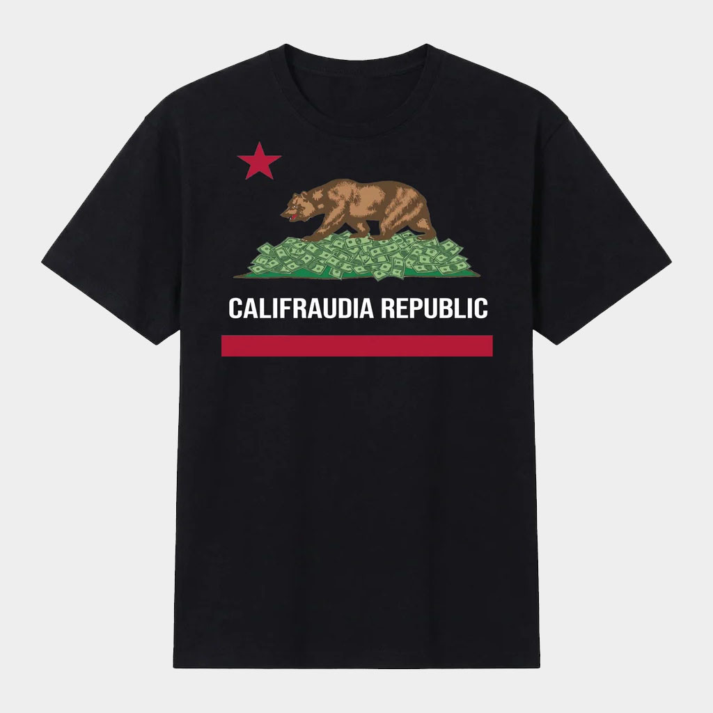 Nick Shirley Merch 2026 Califraudia Republic T-Shirt Black Parody Shirt Present For Brothers