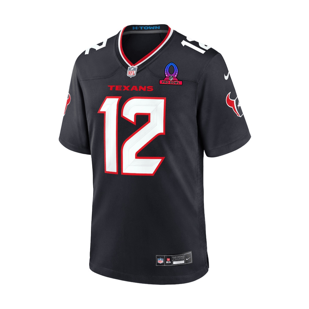 Nico Collins Houston Texans 2025 Pro Bowl Patch Game Men Jersey - Navy - Image 2